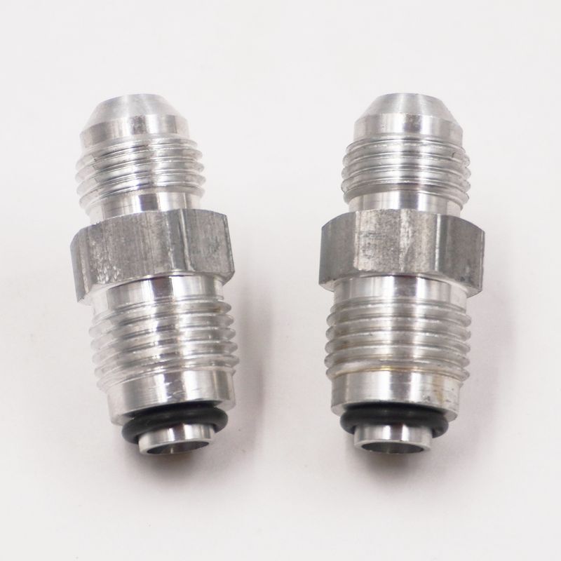 GM Throttle Body &amp; Tune Port Adapter Fitting Kit -6 AN to 14MM-1.5 &amp; 16MM-1.5 Metric O-Ring - (Clear Aluminum) -  5090