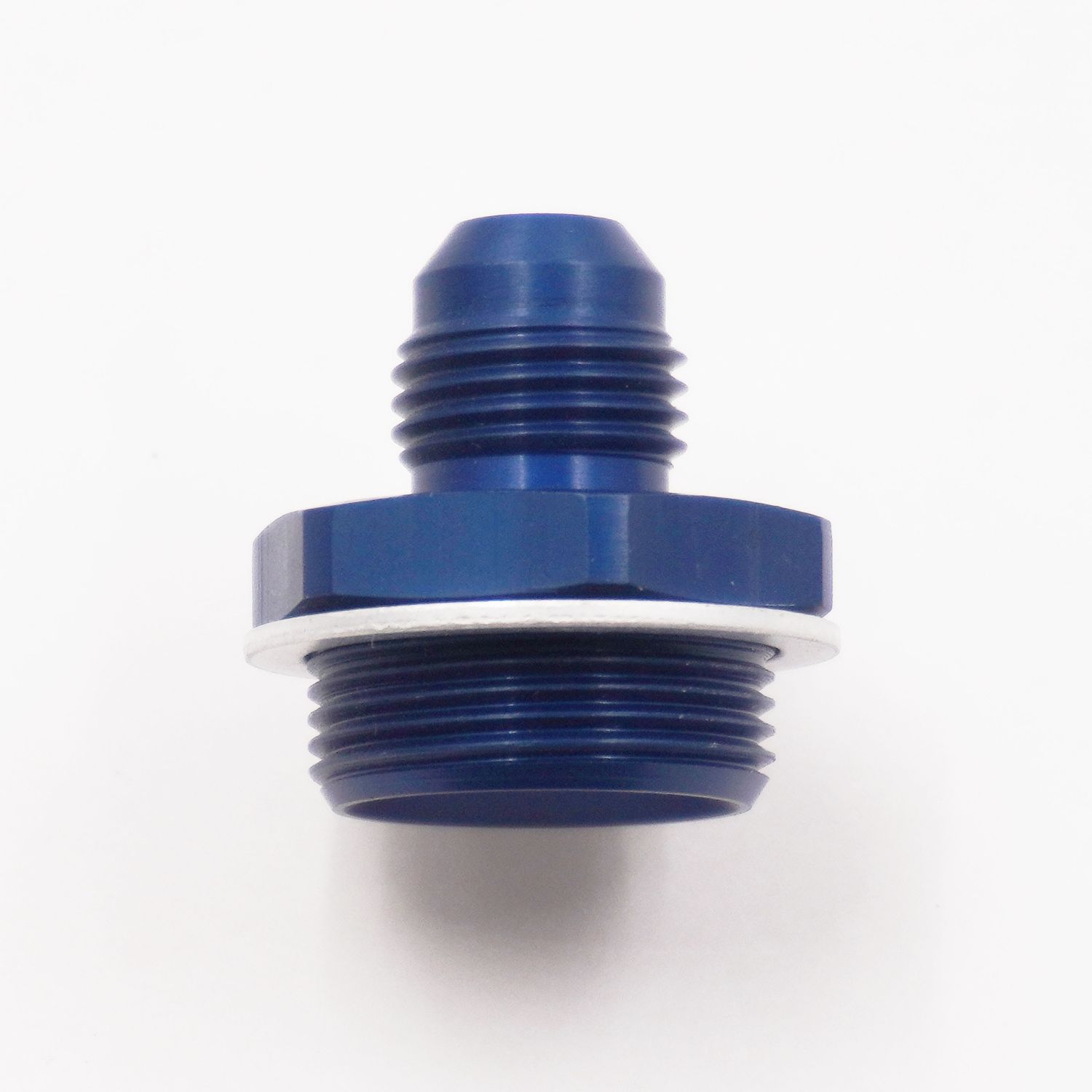 Holley Carburetor Adapter Fitting: 7/8-20 Male x -6 AN Male W/ Aluminum Crush Washer (Blue Aluminum - 1 Fitting) - 5150D
