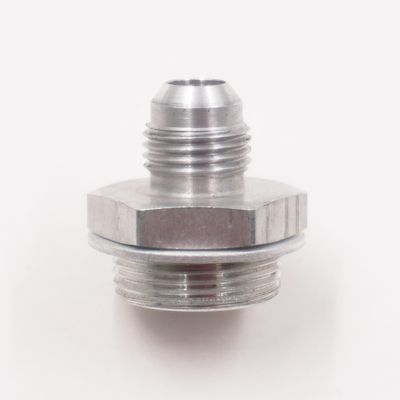 Holley Carburetor Adapter Fitting: 7/8-20 Male x -6AN Male w/ Crush Washer (Clear Aluminum - 1 Fitting) - 5150DC