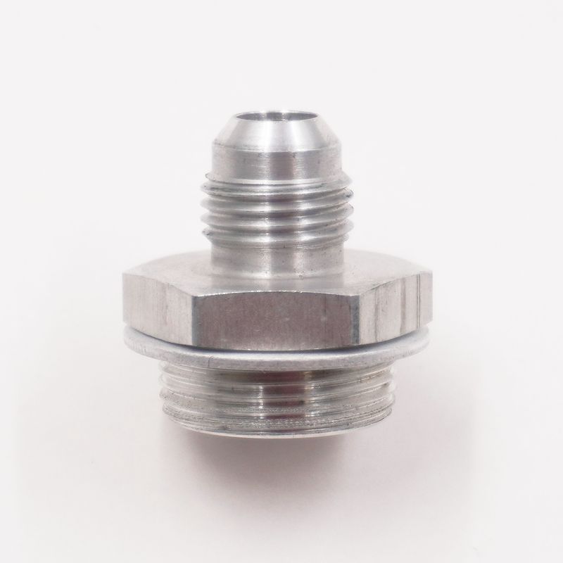 Holley Carburetor Adapter Fitting: 7/8-20 Male x -6AN Male w/ Crush Washer (Clear Aluminum - 1 Fitting) - 5150DC