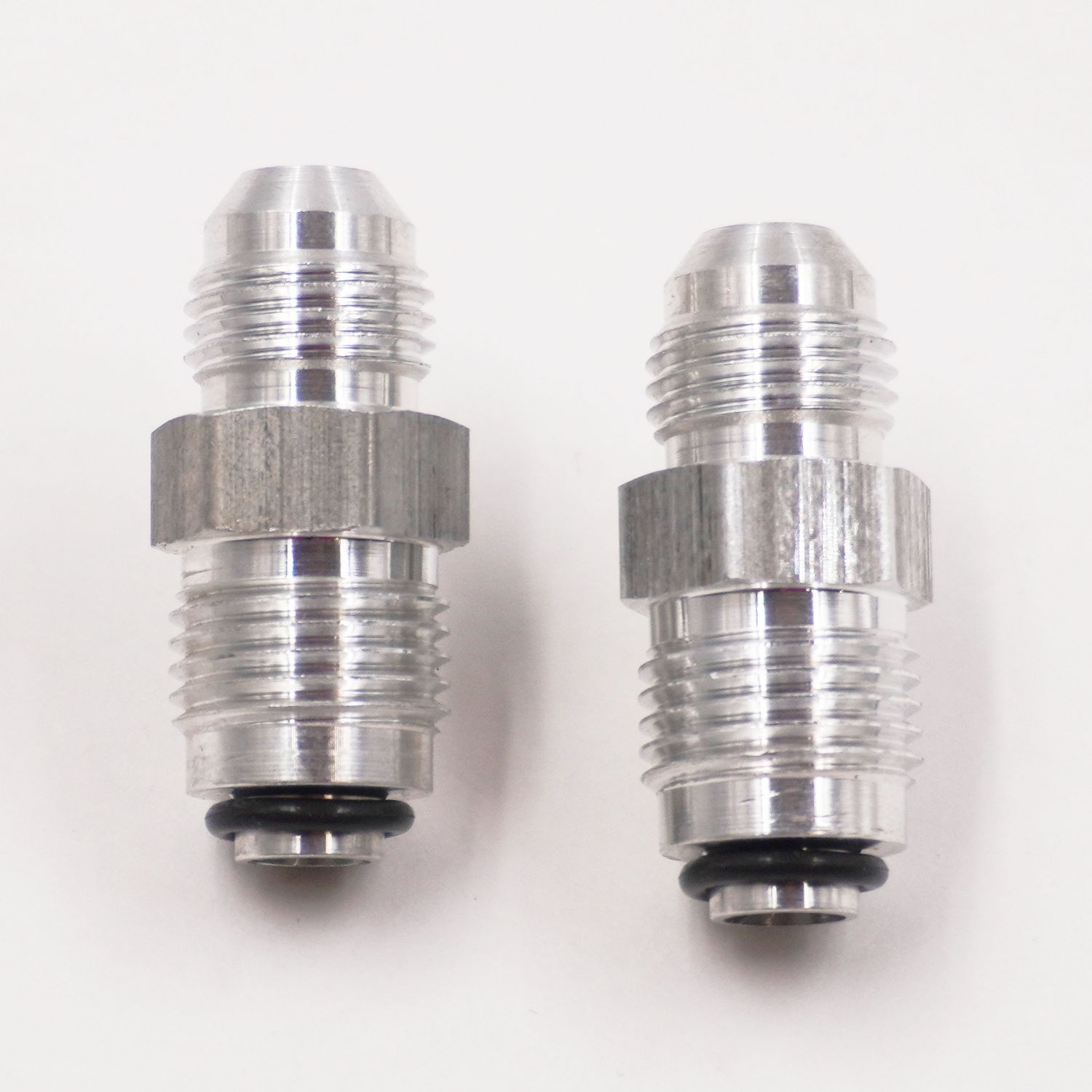 GM Fuel Injection Fuel Filter Adapter Fitting Kit: (Fits G3727 Filter) -6AN x 16MM-1.5 (Clear Aluminum/Pair) - 5100