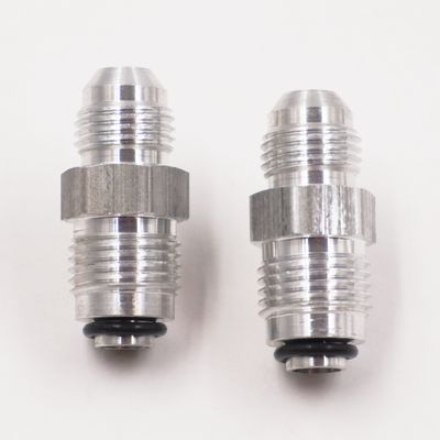 GM Fuel Injection Fuel Filter Adapter Fitting Kit: (Fits G3727 Filter) -6AN x 16MM-1.5 (Clear Aluminum/Pair) - 5100