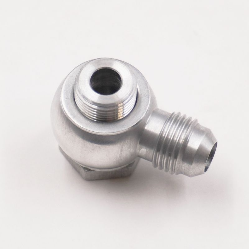 Carburetor Banjo Fitting Assembly:  9/16-24 x -6AN (Clear Aluminum W/ Crush Washers) - 5230