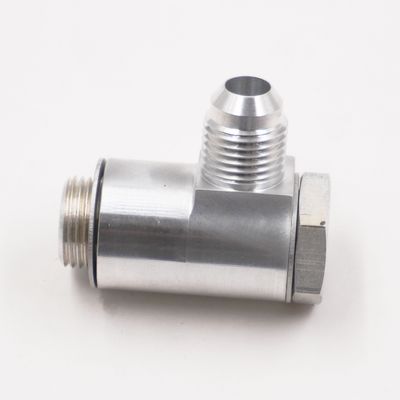 Single Carburetor Banjo Fitting Assembly: 5/8-20 X -6AN Single Banjo Fitting (Clear Aluminum  W/ Crush Washers)- 5250
