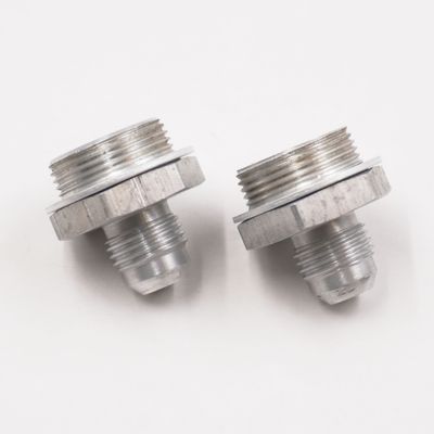Holley Carburetor Adapter Fittings: 7/8-20 X-6 AN Male W/ Crush Washers (Clear Aluminum - 2 Fittings ) - 5180