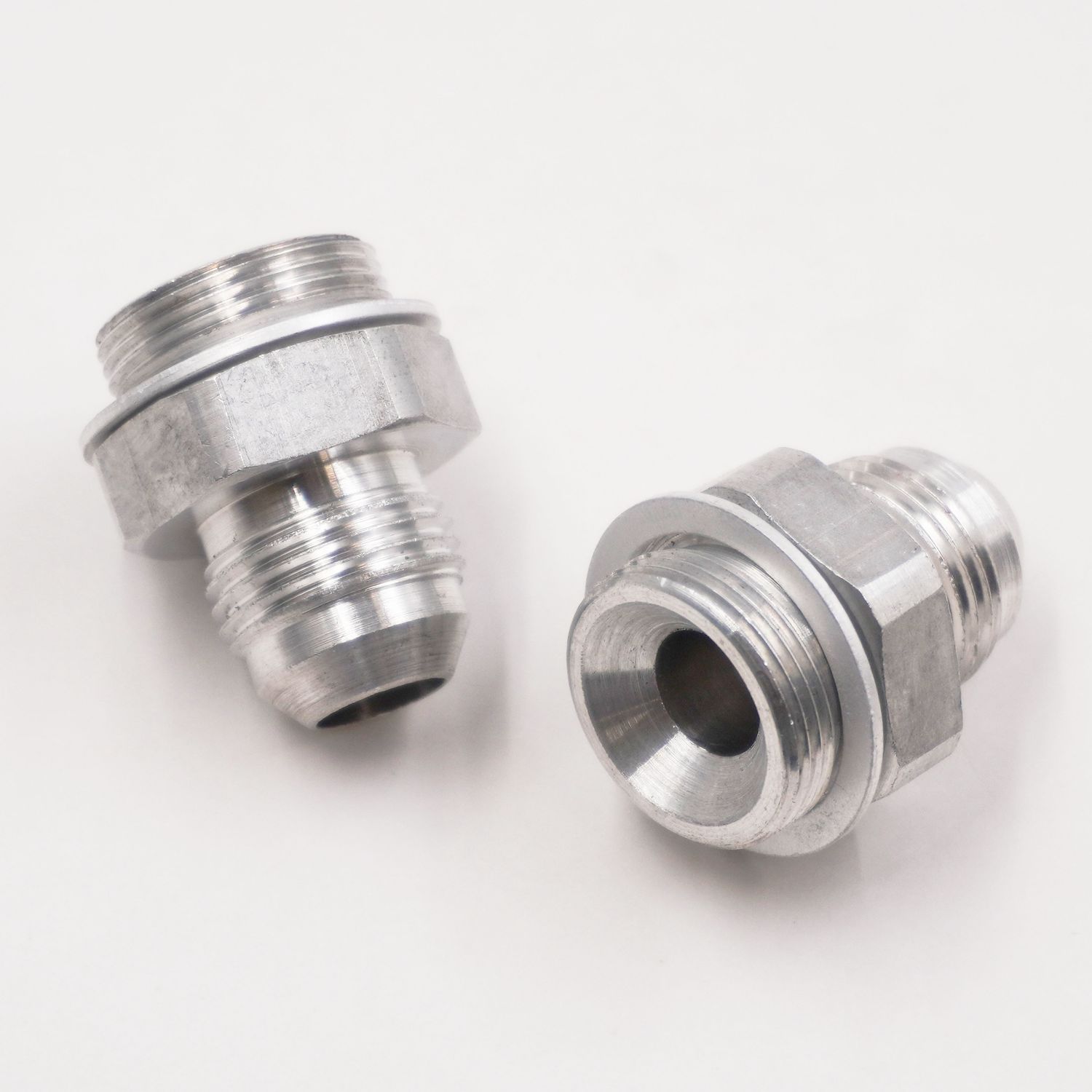 Holley Carburetor Adapter Fittings: 7/8-20 x -8AN  (Clear Aluminum - Pair w/ Crush Washers) - 5200
