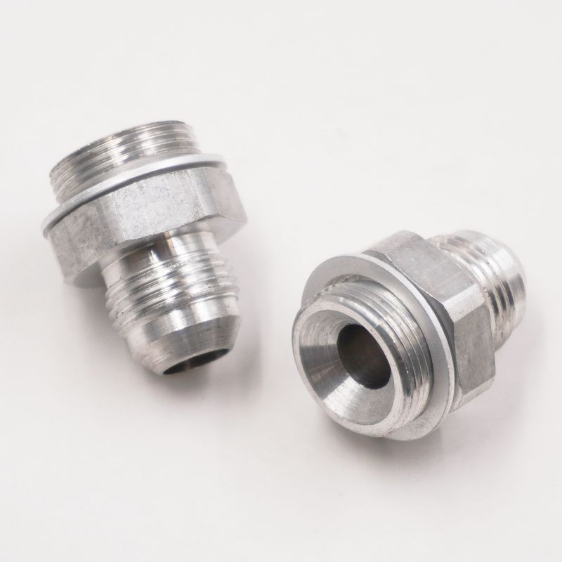 Holley Carburetor Adapter Fittings: 7/8-20 x -8AN  (Clear Aluminum - Pair w/ Crush Washers) - 5200