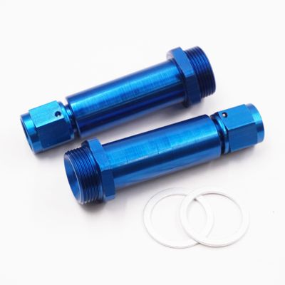 Holley Carburetor Adapter Fittings:  7/8-20 X -6 Female Swivel Nut X 2 1/4&quot; Long  W/ Crush Washer (Pair - Blue Aluminum) - 5162D