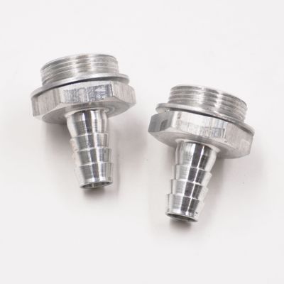 Holley Carburetor Adapter Fittings: 7/8-20 X 3/8 Hose Barb W/ Crush Washers (Clear Aluminum - Pair) -5175