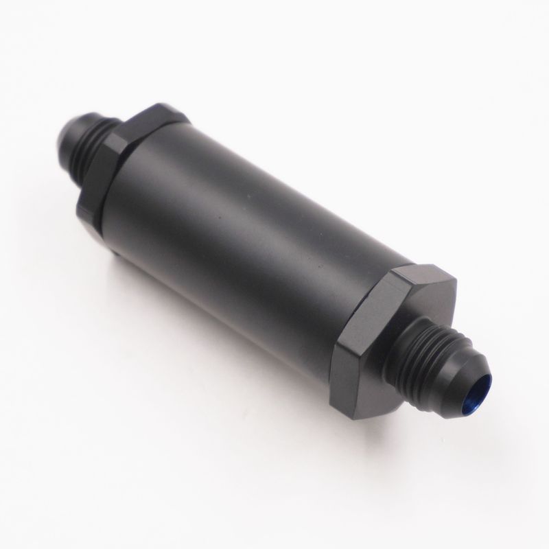 Pure Stealth Fuel Filter Assembly: -6 AN X -6AN - 100 Micron Stainless Element - 1&quot; Diameter - (Stealth Black) - X5000