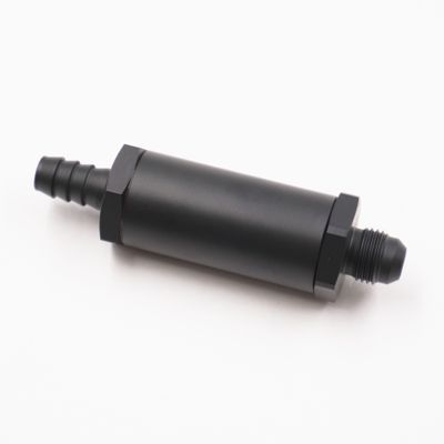 Pure Choice Fuel Filter Assembly: -6 AN X -3/8 Hose Barb - 100 Micron Stainless Element - 1&quot; Diameter - (Stealth Black) - X5015