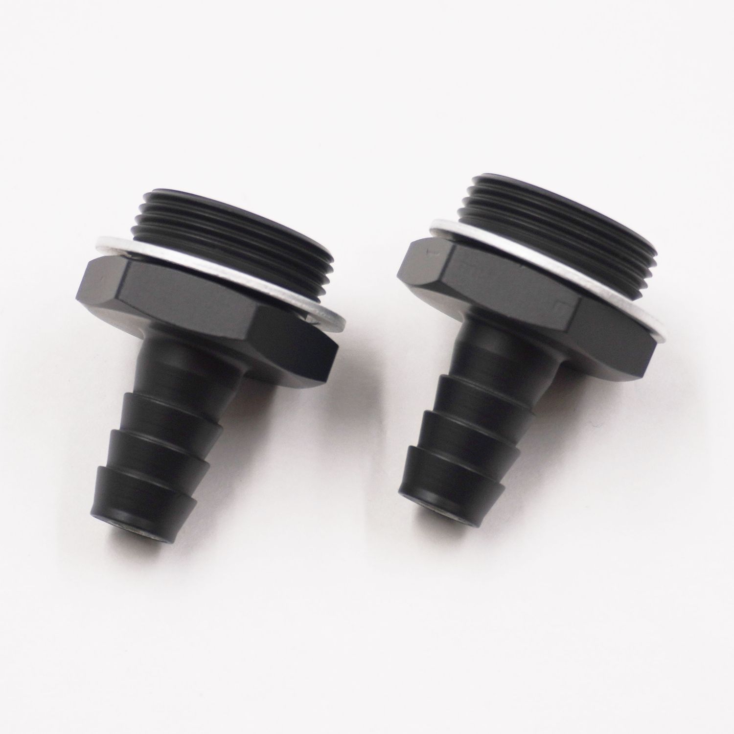 Pure Stealth Holley Carburetor Adapter Fittings: 7/8-20 X-6 AN Male W/ Crush Washers (Aluminum - Pair) - X5175