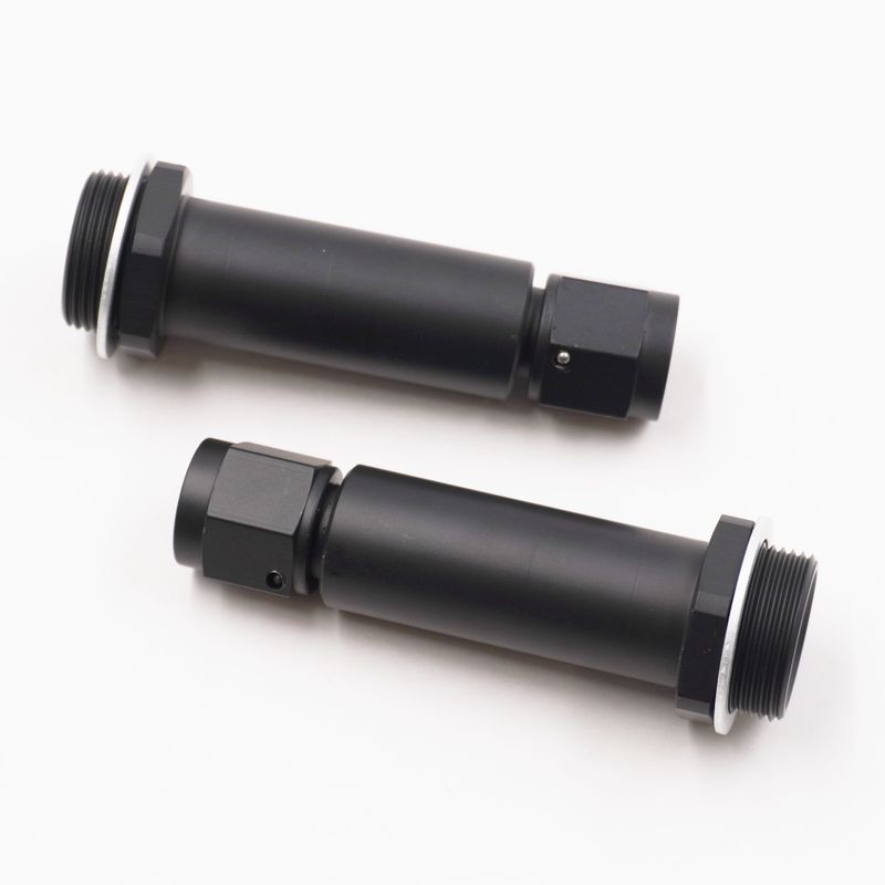 Pure Stealth Holley Carburetor Adapter Fittings: 7/8-20 X -6 Female Swivel Nut X 2 1/4&quot; Long W/ Crush Washer (Pair - Aluminum) - X5162
