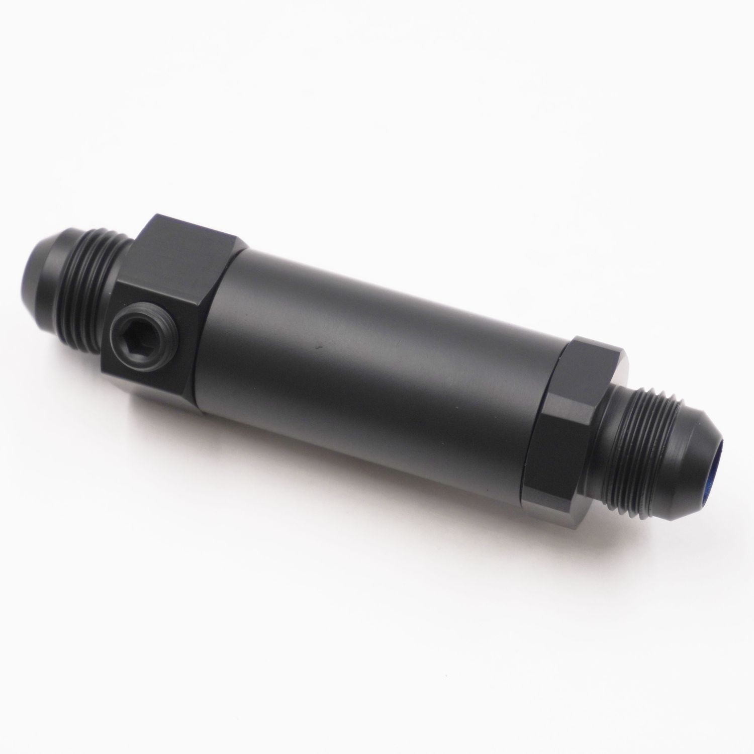Pure Stealth Fuel Filter Assembly: -8 AN X -8AN With Gauge Port- 100 Micron Stainless Element - (Stealth Black) - X5050