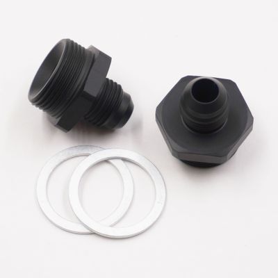 Pure Stealth Holley Carburetor Adapter Fittings: 7/8-20 X-6 AN Male W/ Crush Washers (2 Fittings - Aluminum) - X5170