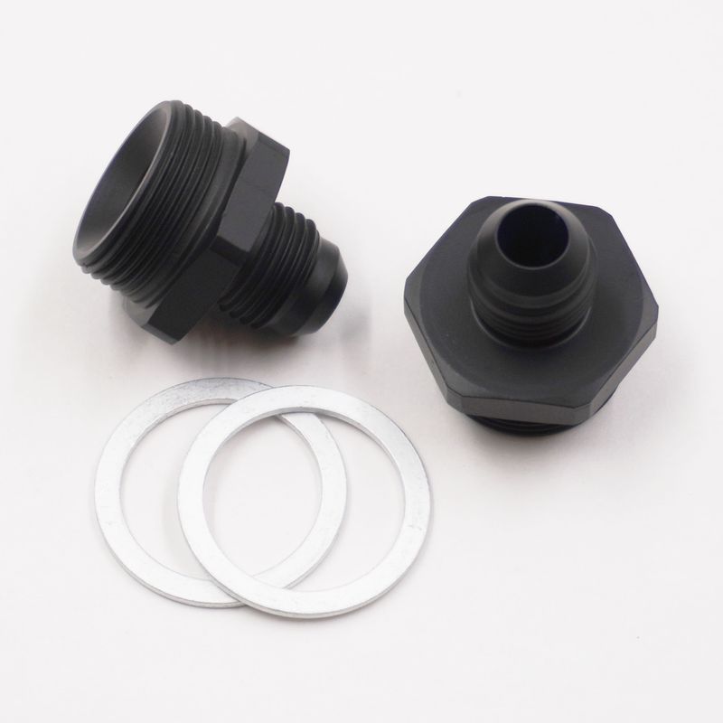Pure Stealth Holley Carburetor Adapter Fittings: 7/8-20 X-6 AN Male W/ Crush Washers (2 Fittings - Aluminum) - X5170