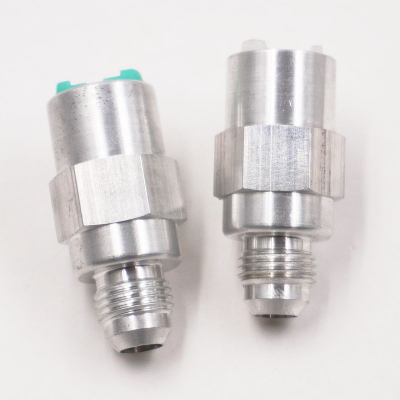EFI Push On  Fuel Line Adapter Fitting Kit : 3/8&quot; &amp; 5/16&quot; Female Push Connect x -6AN Male (Clear Aluminum - Pair) - 5800