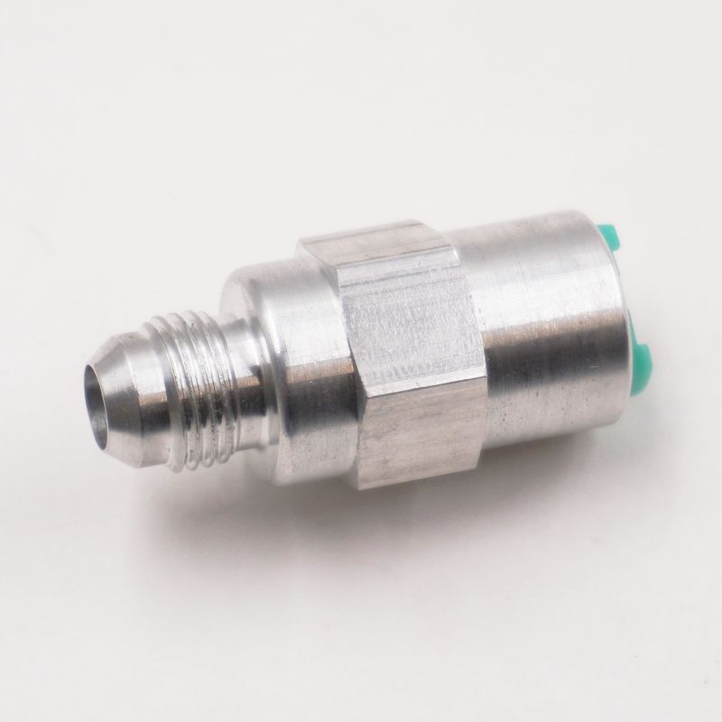 EFI Push On  Fuel Line Adapter Fitting : 3/8 Female Push Connect x -6 AN Male (Clear Aluminum) - 5810