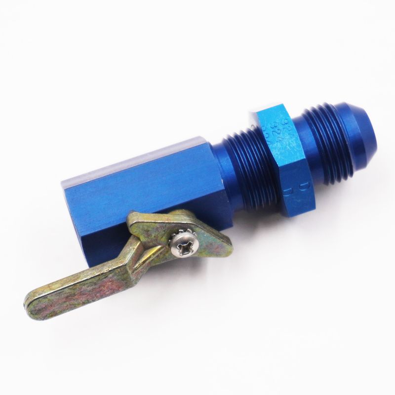 Fuel Shutoff Valve: -8 AN Bulkhead Male w/ Nut x 3/8&quot; NPT Female - 5270