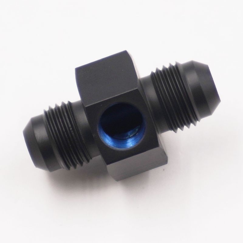 Pure Stealth Gauge Adapter: -6 Male x -6 Male W/ 1/8 NPT Gauge Port - (Aluminum) - X5300