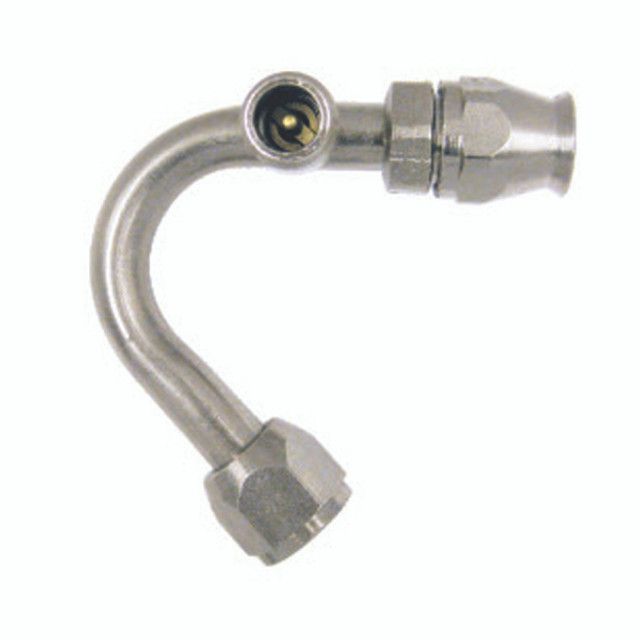 #8 Braided Stainless Line Fitting - 135° w/ Service Port - 36546-VUR