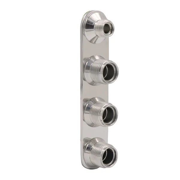 Streamline 4-Way Polished Inline Bulkhead - #6 &amp; #10 - 386600-MBA