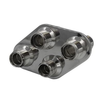 Streamline Polished 4-Port Diamond Bulkhead #8-#10 - 388800-MBA