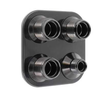 Streamline Black 4-Port Square Bulkhead #8-#10 - 389800