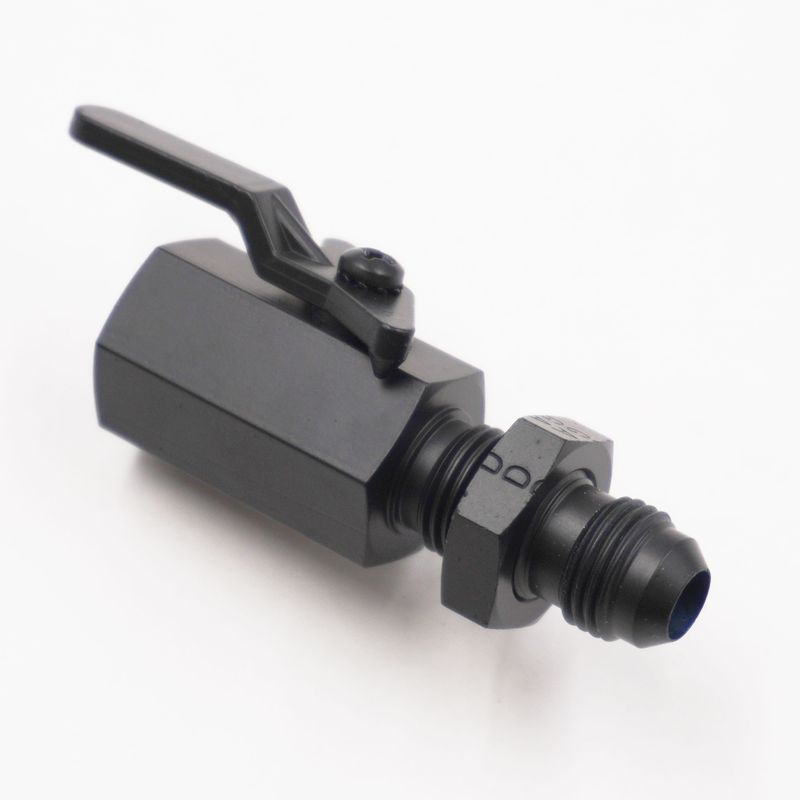 Pure Stealth Fuel Shutoff Valve: -6AN Bulkhead Male w/ Nut x 3/8&quot; NPT Female - X5260