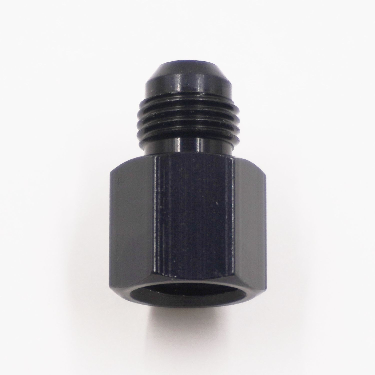 Fuel Line Adapter Fitting: 14MM-1.5 Female O-ring x -6AN Male (Aluminum/Black) - 5860