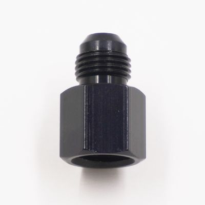 Fuel Line Adapter Fitting: 14MM-1.5 Female O-ring x -6AN Male (Aluminum/Black) - 5860