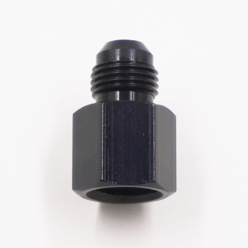 Fuel Line Adapter Fitting: 14MM-1.5 Female O-ring x -6AN Male (Aluminum/Black) - 5860