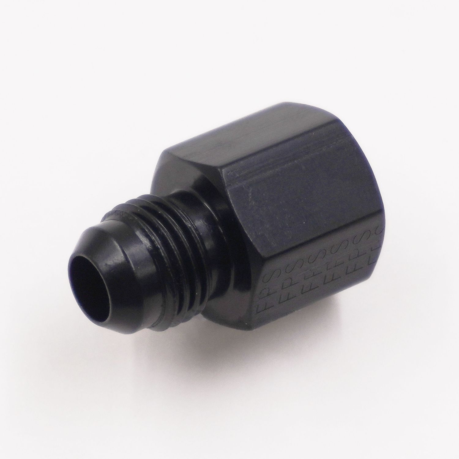 Fuel Line Adapter Fitting: 16MM -1.5 Female O-ring x -6AN Male (Aluminum/Black) - 5870