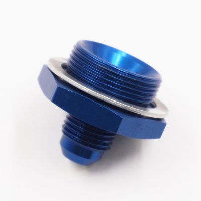 Quadrajet (1975 &amp; Later) Carburetor Adapter Fitting: 1&quot;-20 x -6AN - (Blue Aluminum) - 5220