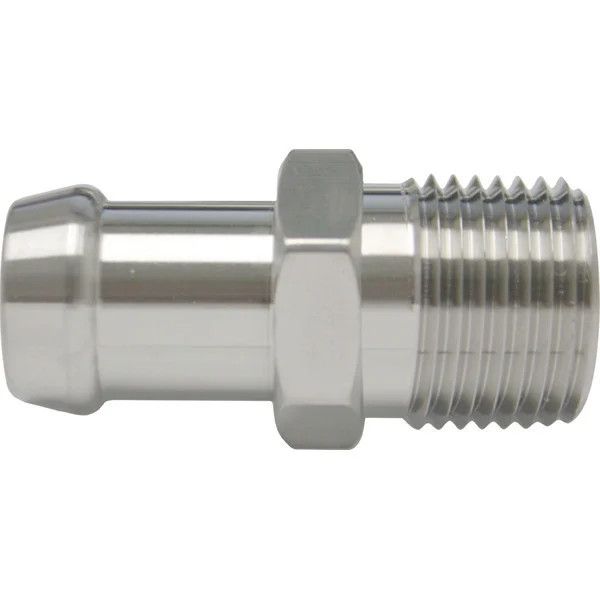 1/2&quot; NPT x 5/8&quot; Heater Hose Barb Adapter Fitting- 1 3/16&quot; Length (Stainless Steel) - 501002-SUR