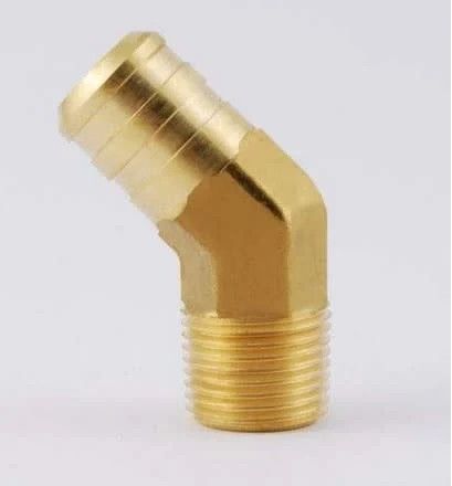 3/8&quot; NPT x 5/8&quot; Heater Hose Barb Adapter Fitting (45 Degree - Brass)- 501015
