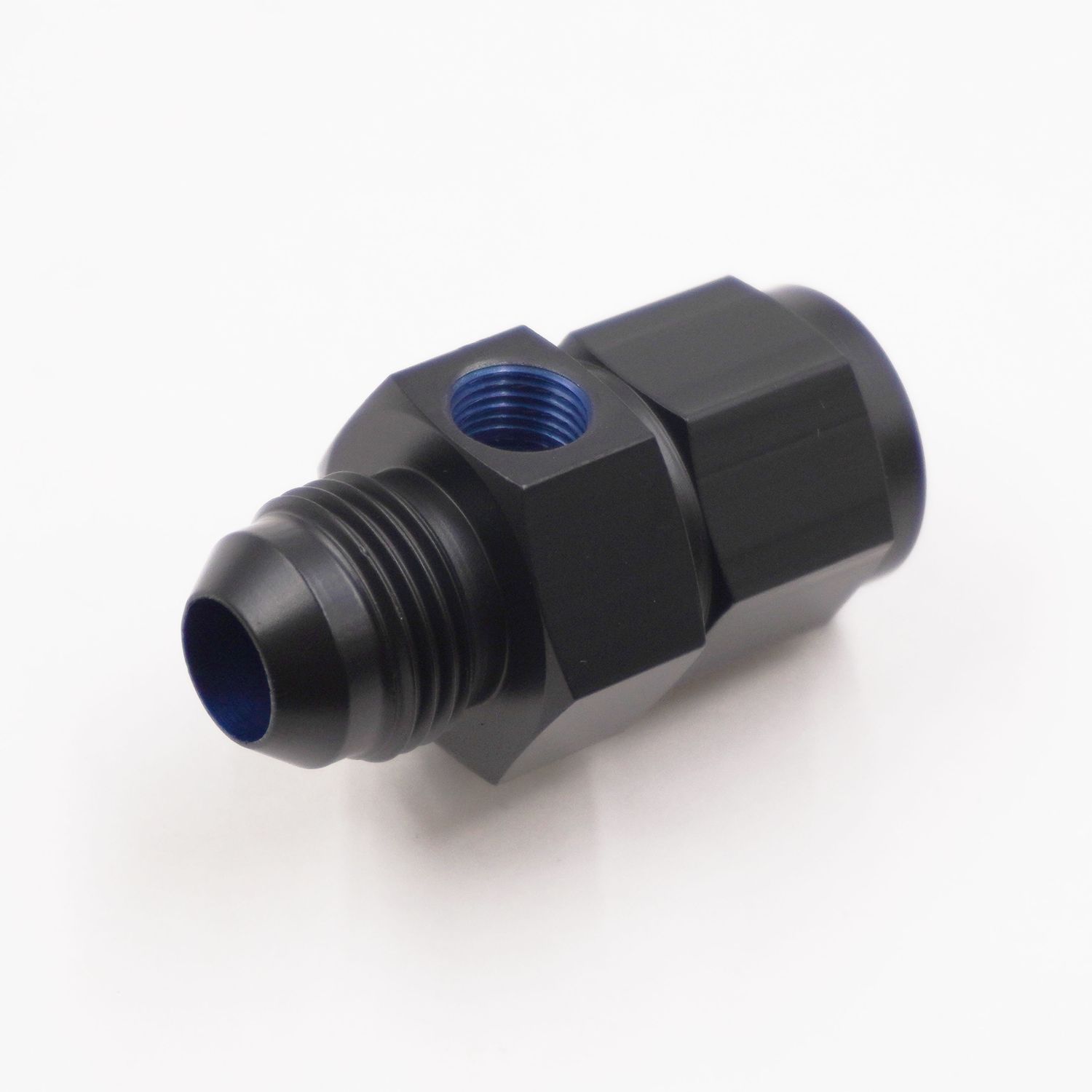 Pure Stealth Pressure Gauge Adapter:  -8AN Male x -8AN Female W/ 1/8 NPT Gauge Port (Aluminum) - X5330
