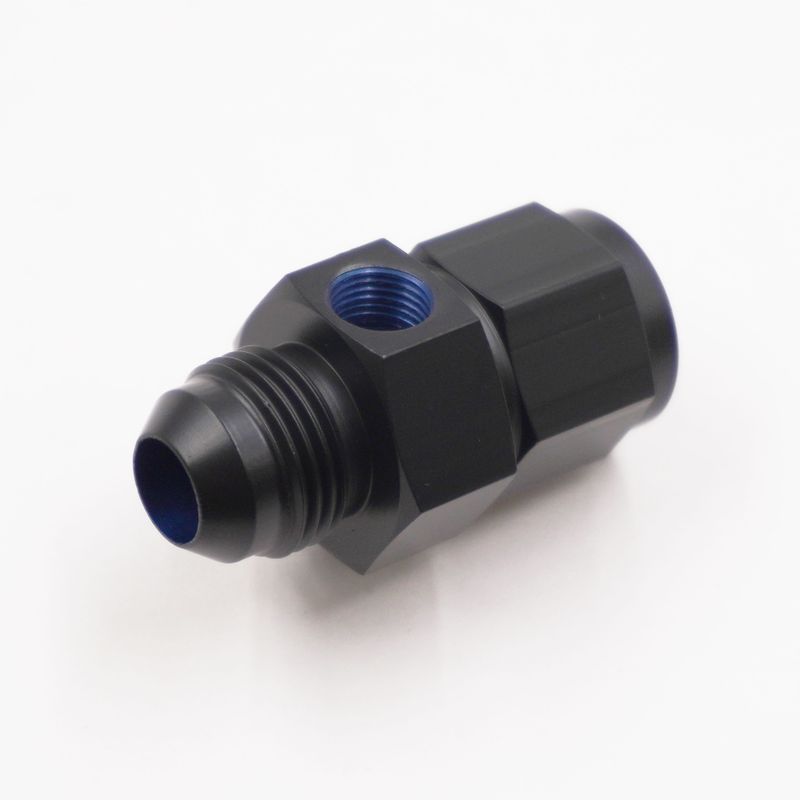 Pure Stealth Pressure Gauge Adapter:  -8AN Male x -8AN Female W/ 1/8 NPT Gauge Port (Aluminum) - X5330