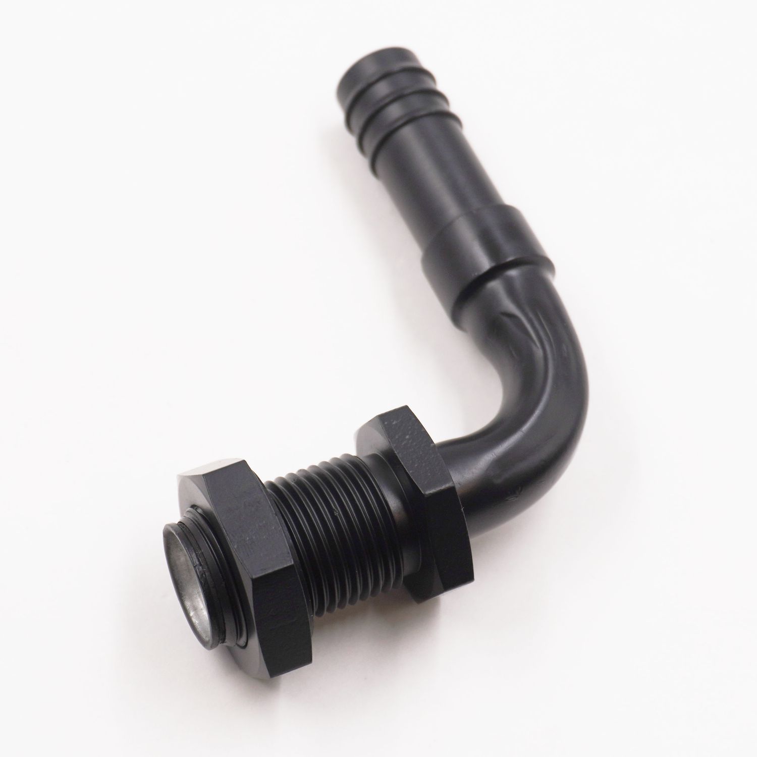 Pure Stealth #10 Male O-ring Bulkhead x 5/8&quot; Heater Hose Adapter Fitting (90 Degree) - X34236-VUG