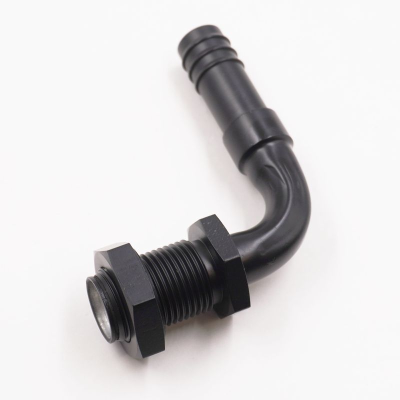 Pure Stealth #10 Male O-ring Bulkhead x 5/8&quot; Heater Hose Adapter Fitting (90 Degree) - X34236-VUG