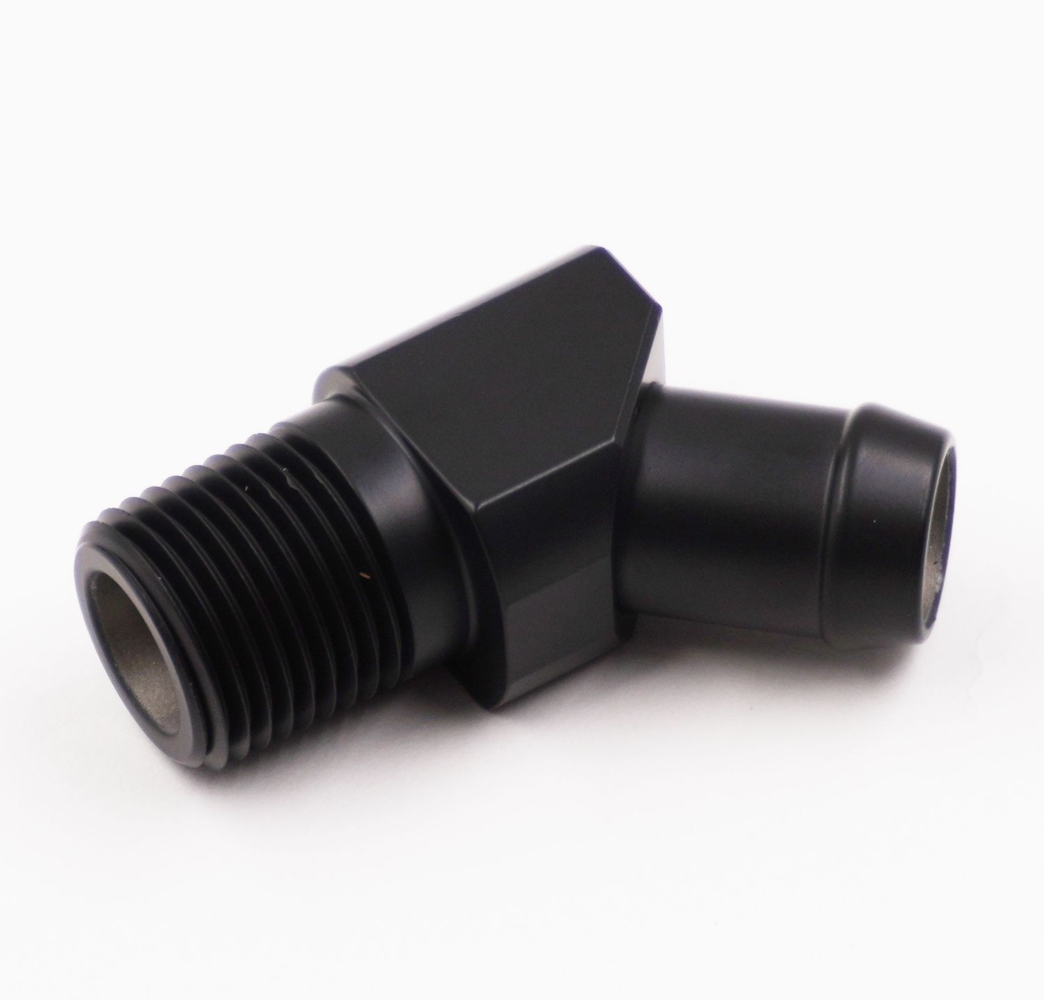 Pure Stealth 1/2&quot; NPT x 5/8&quot; Heater Hose Barb Adapter Fitting (45 Degree - Stainless Steel) - X501012
