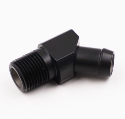 Pure Stealth Black 1/2&quot; NPT x 5/8&quot; Heater Hose Barb Adapter Fitting (45 Degree - Stainless Steel) - X501012