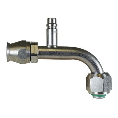 90 Degree Aeroquip Braided Stainless A/C Hose End Fitting With Service Port