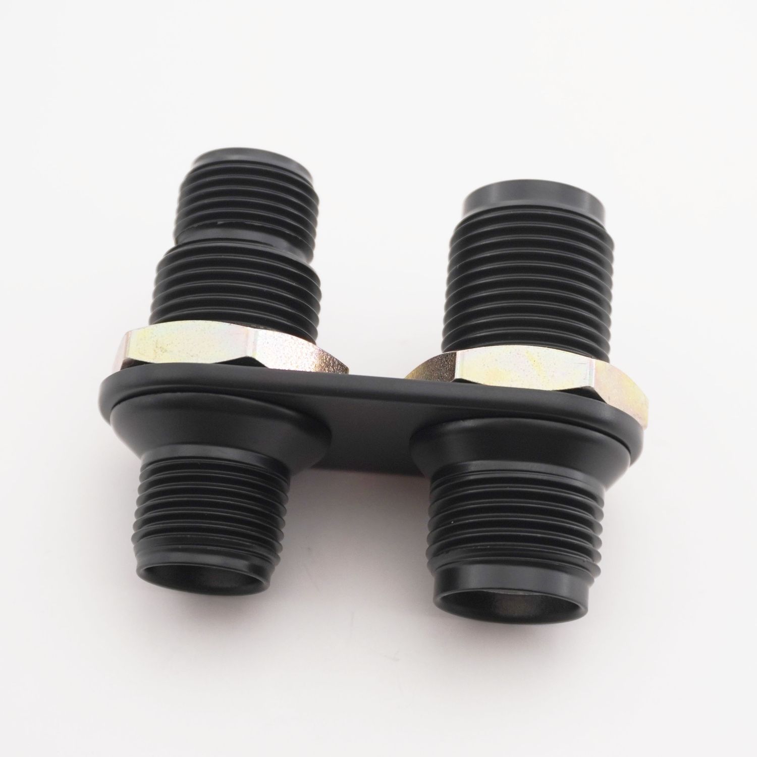 Pure Stealth Black Streamline 2-Port Inline Bulkhead #8-#10 - X382800-MBA