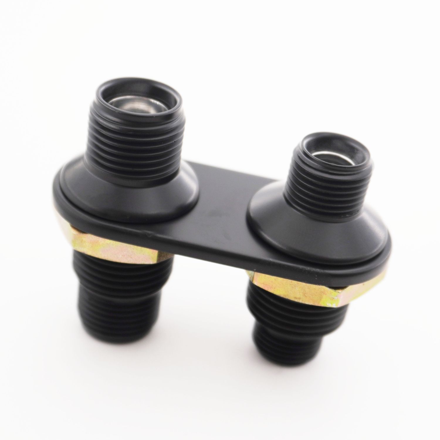 Pure Stealth Black Streamline 2-Port Inline Bulkhead #6-#8 - X382680-MBA