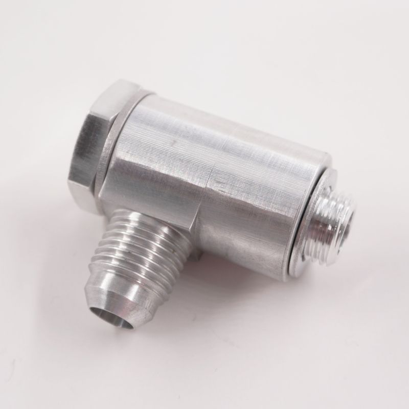 Single Carburetor Banjo Fitting Assembly: 1/2-20 X -6AN Single Banjo Fitting (Clear Aluminum  W/ Crush Washers)- 5252