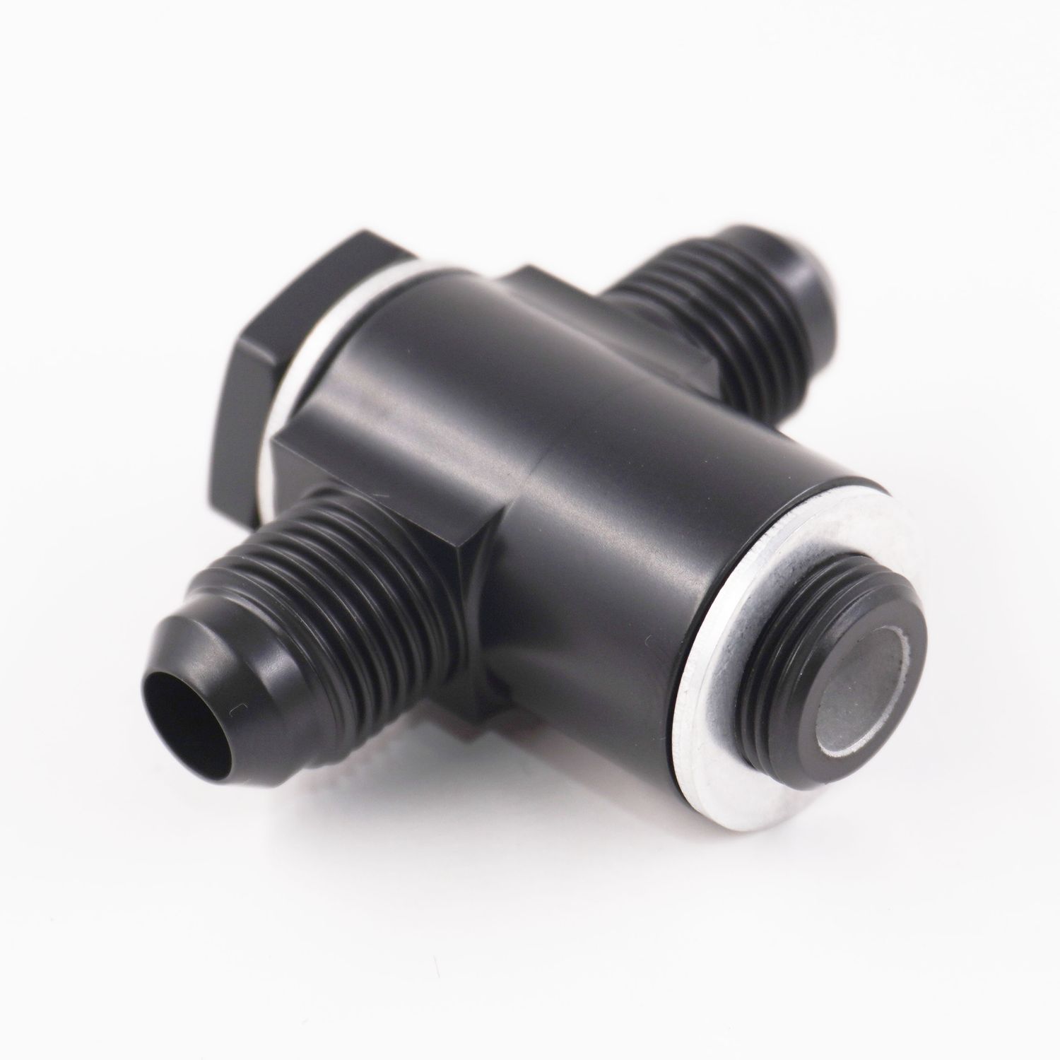 Pure Stealth Double Carburetor Banjo Fitting Assembly: 9/16-24 x -6AN Double Banjo Fitting W/ Crush Washers - X5256