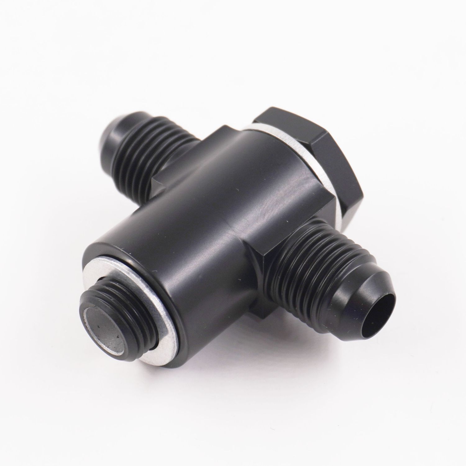 Pure Stealth Double Carburetor Banjo Fitting Assembly: 1/2-20 x -6AN Double Banjo Fitting W/ Crush Washers - X5257