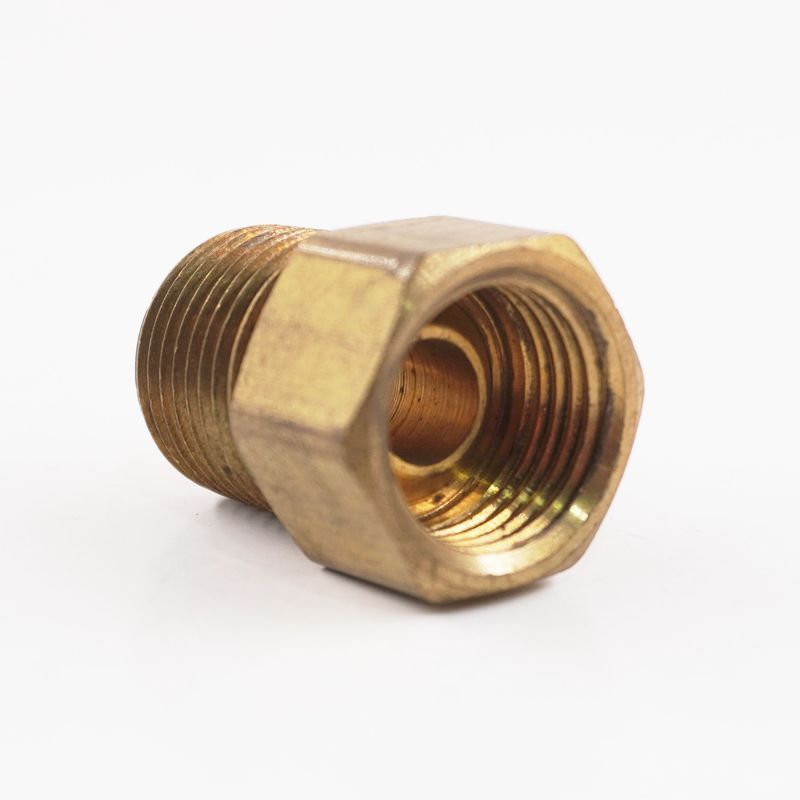 Adapter:  3/8 Male NPT x 3/8 Female Inverted Flare(5/8-18 Thread) - Brass - 202-06-06