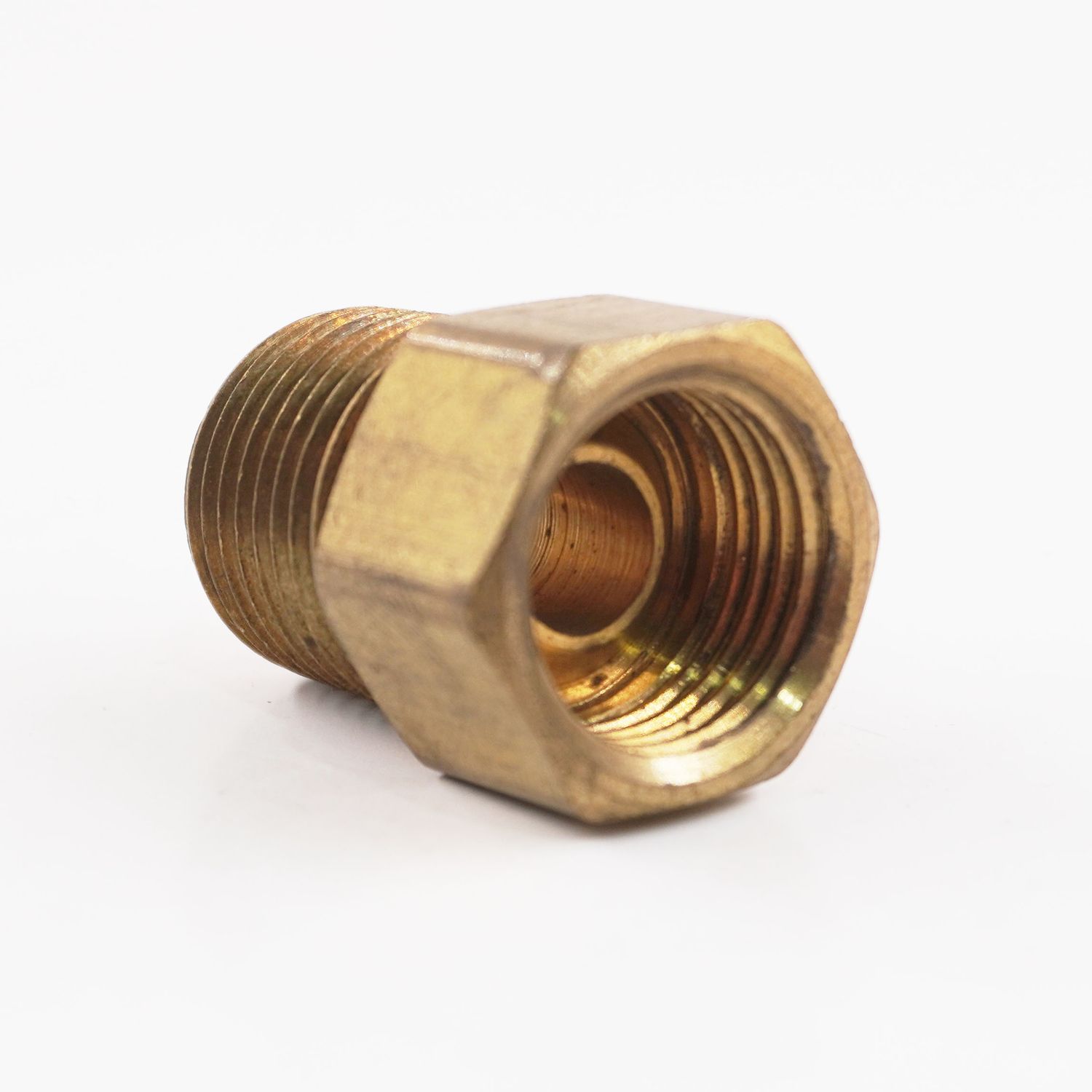 Adapter:  3/8 Male NPT x 3/8 Female Inverted Flare(5/8-18 Thread) - Brass - 202-06-06